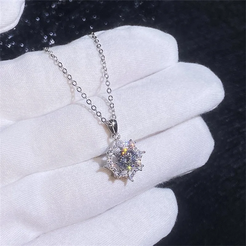 ZFSILVER Trendy Fashion Fresh s925 Silver Color D White Moissanite Dream Catcher Necklace Charms Women Party Jewelry Gifts XL380 6
