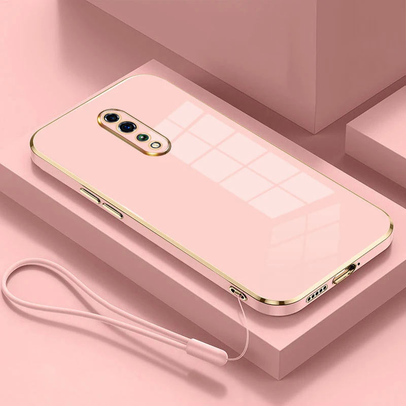 For Oppo Reno Z Case Luxury Square Plating PCDM10, CPH1979 Phone Case ShockProof Silicone Back Cover Fundas