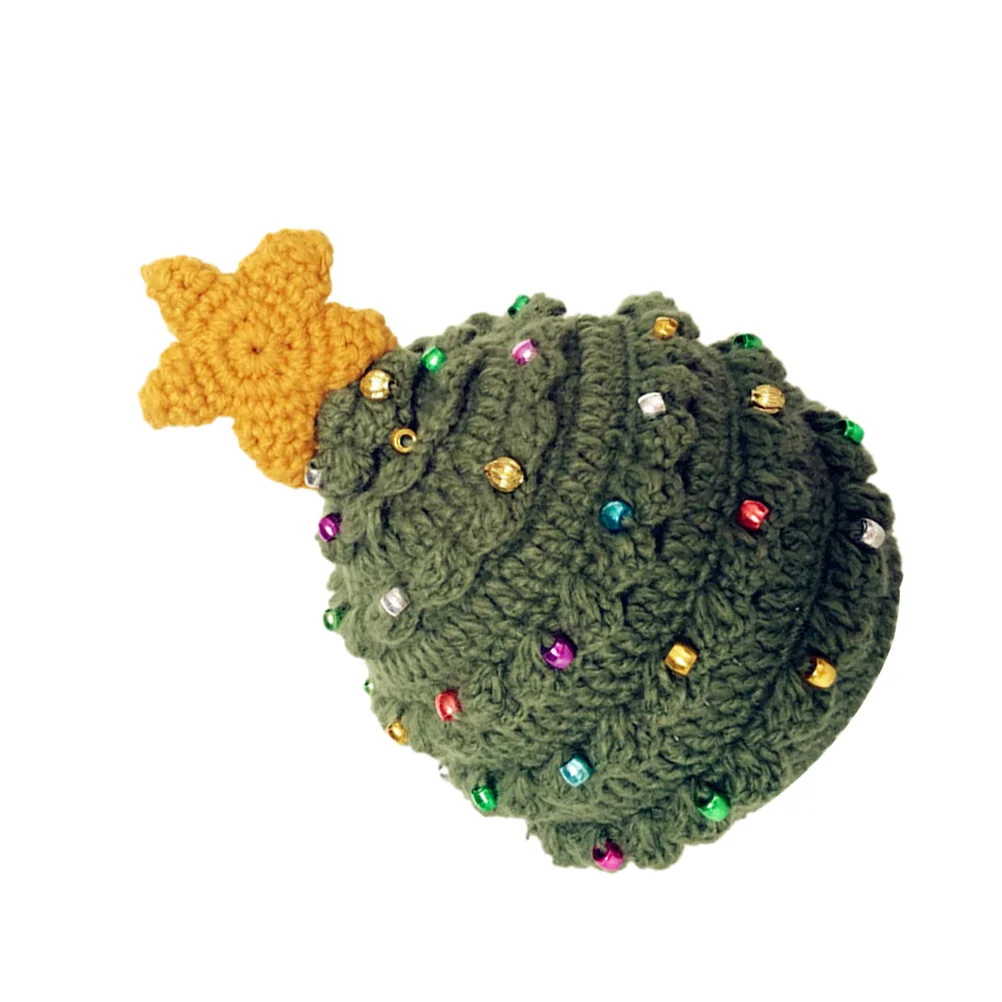 

Christmas Knitted Hat Adorable Christmas Tree Shaped with Star Crochet Hat for Women Men Adults (Green)