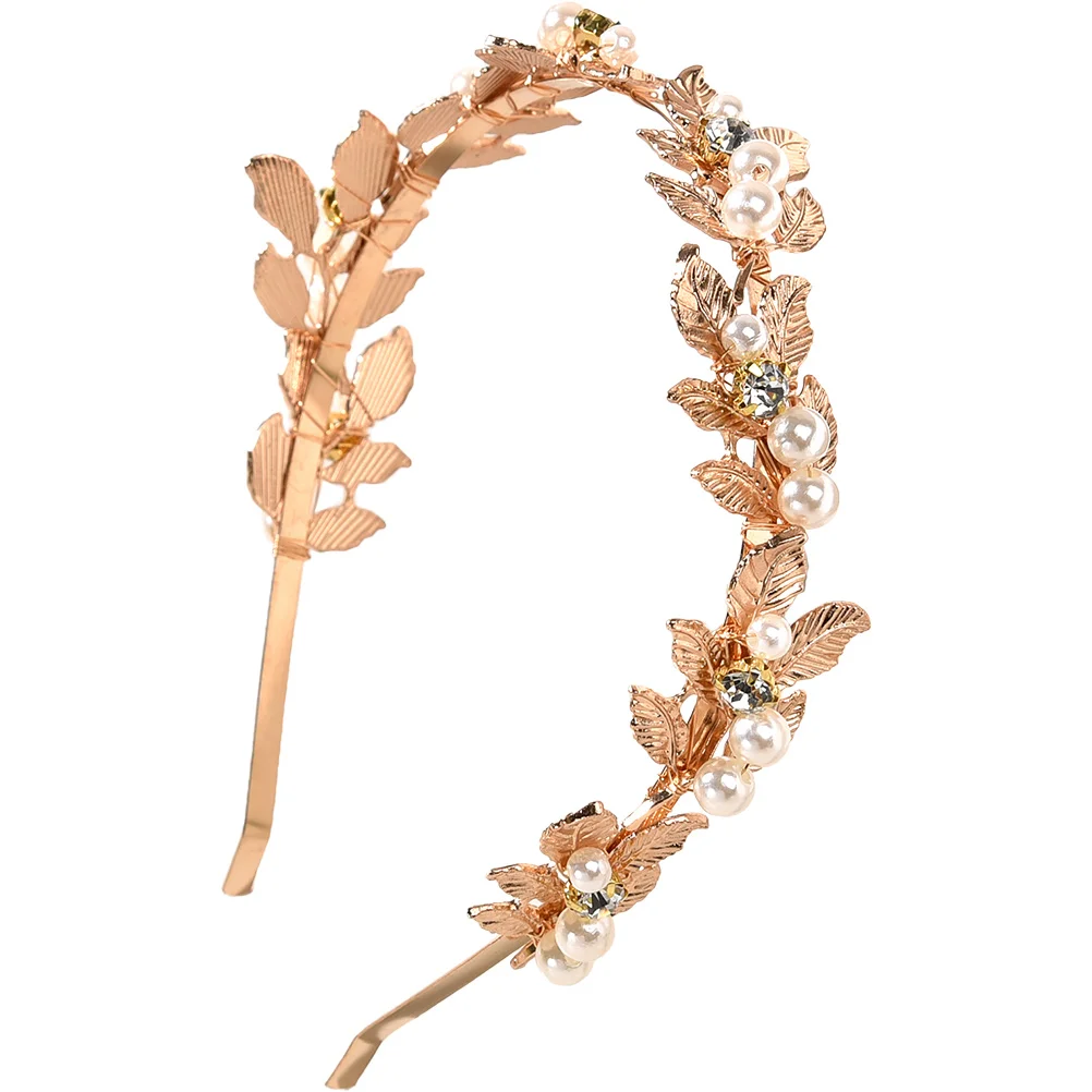 

Leaf Pearl Gold Hair Band for Women Elegant Bridal Headwear Wedding Party Prom Anniversary Daily Wear Crown Flower