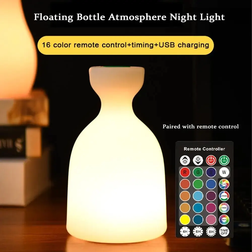 Kolorowy świecący lampka nocna z USB LED w kształcie butelki na nastrojowe oświetlenie do grilla na świeżym powietrzu na tarasie w barze ogrodowym