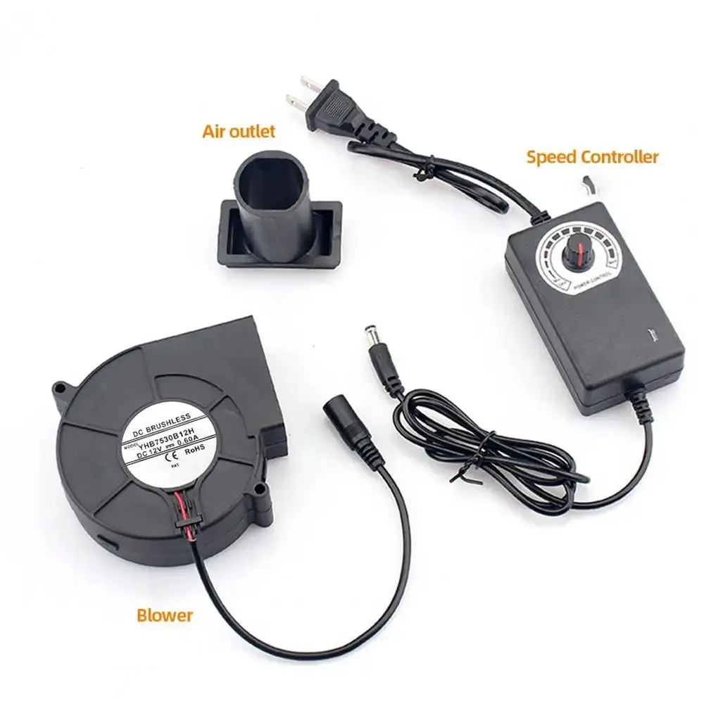 1Pcs New Small Blast Engine BBQ Blower with Variable Speed Controller 7530 Type Air Blower 3700RPM 220V/110V Barbecue Fan