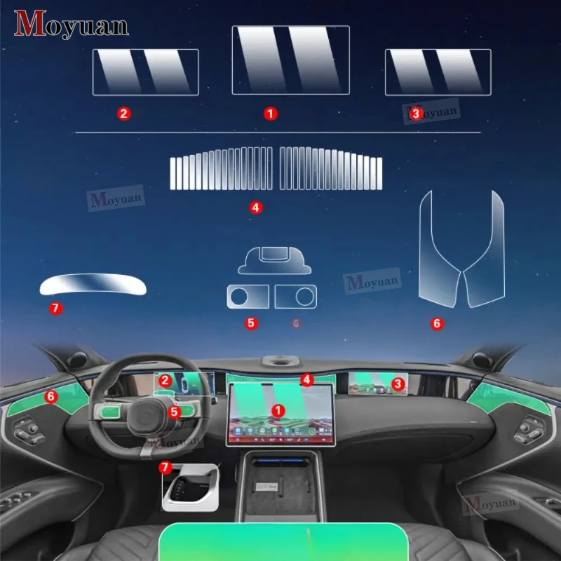 For Avatr Avita 11 12 2023 2024 Gearbox Panel Navigation Screen Automotive Interior TPU Protective Film Anti-Scratch Sticker