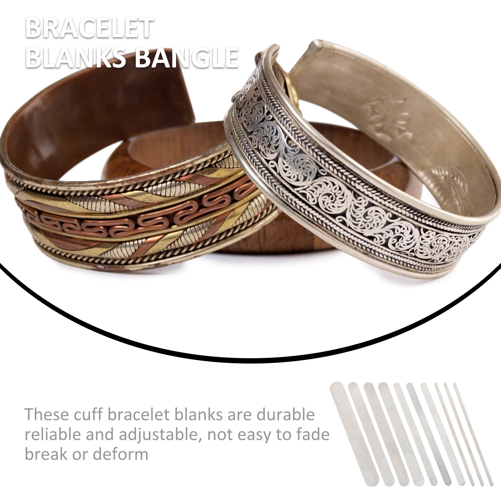 

10 Pcs Stainless Steel Bracelet Inner Core Blanks Bangle Adjustable Jewelry Making for Metal DIY