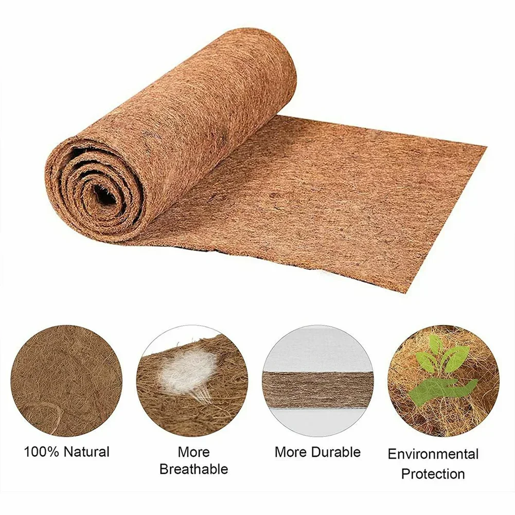 Coconut Palm Mat Natural Coco Liner Sheet Non-slip For Planters Garden Plant Mat Coco Palm Roll Natural Coconut Carpet 20/25x100