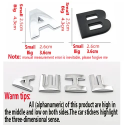 3D DIY Metal Letters Alphabet Emblem Decals Numbers Labeling Car Side Fender Sticker Rear Trunk Logo Digital Badge Accessories