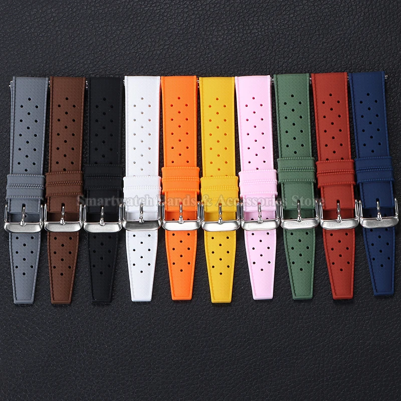 Tropic Silicone Watchbands Quick Release Rubber Watch Straps 18mm 20mm 22mm Breathable Bracelet Waterproof Sport Wrist Band