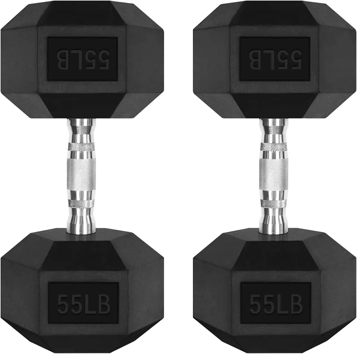 

5 300LBS Rubber EncasedDumbbell Sets with Optional Rack for Home Gym Coated Hand Weights for Strength Training Workouts