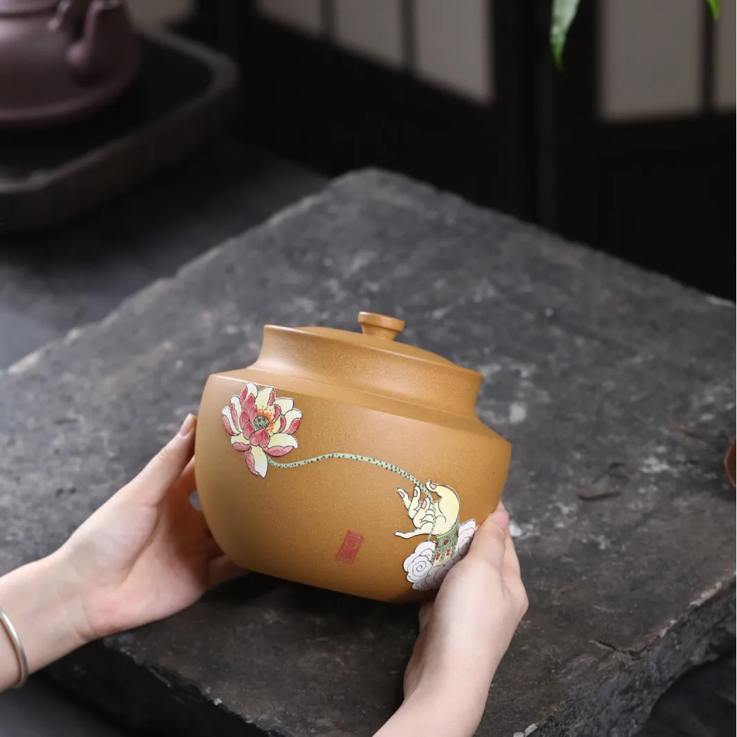 Purple Clay Canister, Half-Pound Ceramic Sealed Jar, Box, Tea Canister For Black Green Pu'er Tea, Home Use Packaging Box