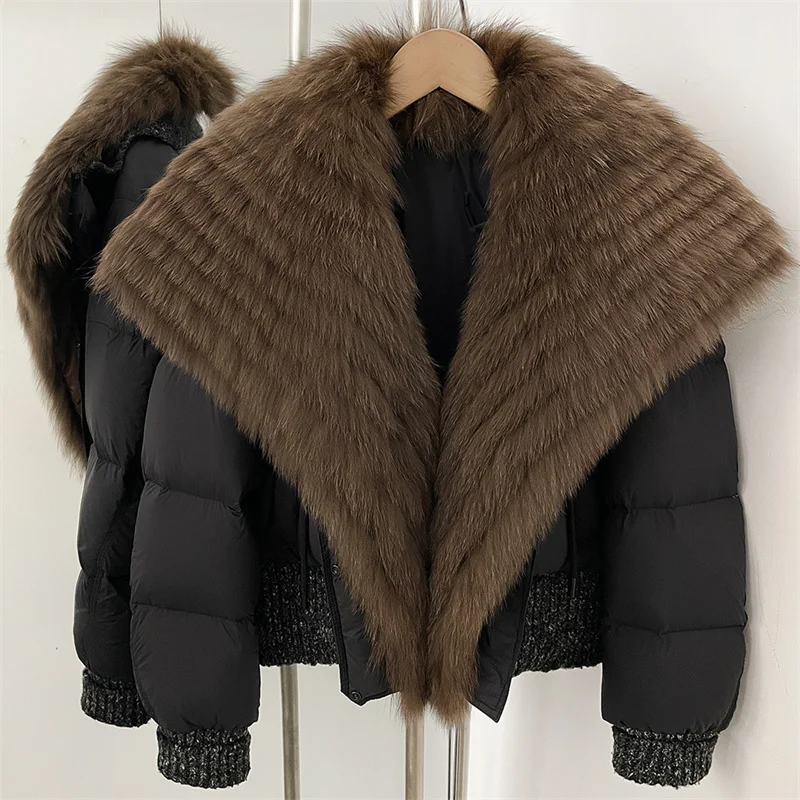 women's down jacket New winter 2026 detachable fox fur collar women's down coat White duck down filled puffer jacket thick coat