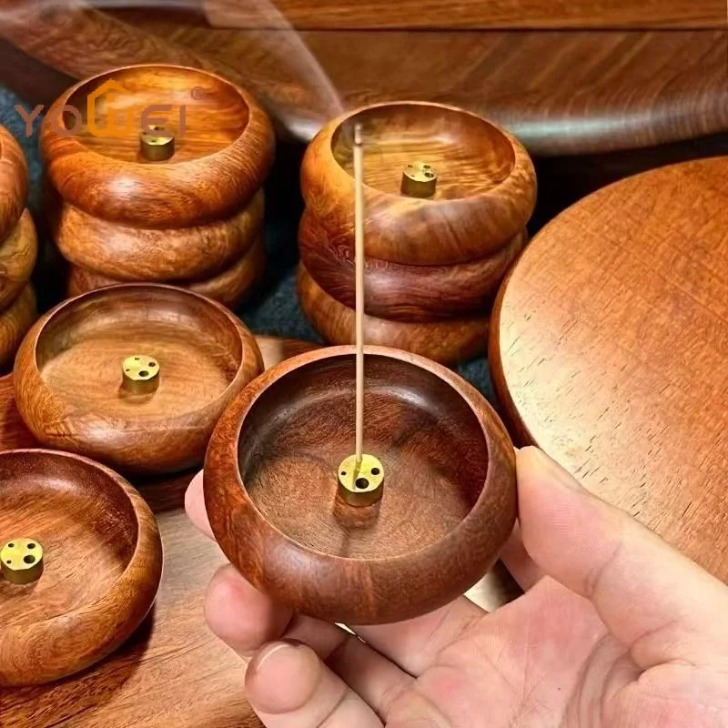 Latest 1Pcs Agarwood Tray Holder North American Black Walnut Solid Wood Incense Stick Handmade Tea Ceremony Round Incense Burner