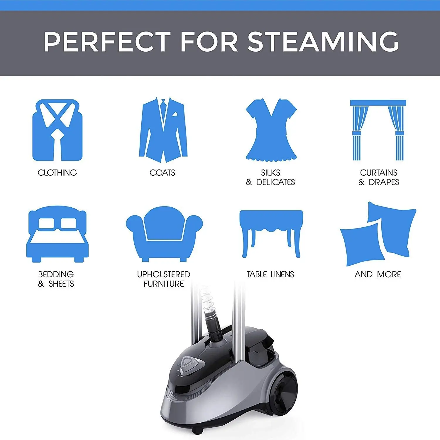 Garment Steamer Professional Heavy Duty Industry Leading 2.5 Liter (85 fl.oz.) Water Tank, 60+min of Continuous Steam w