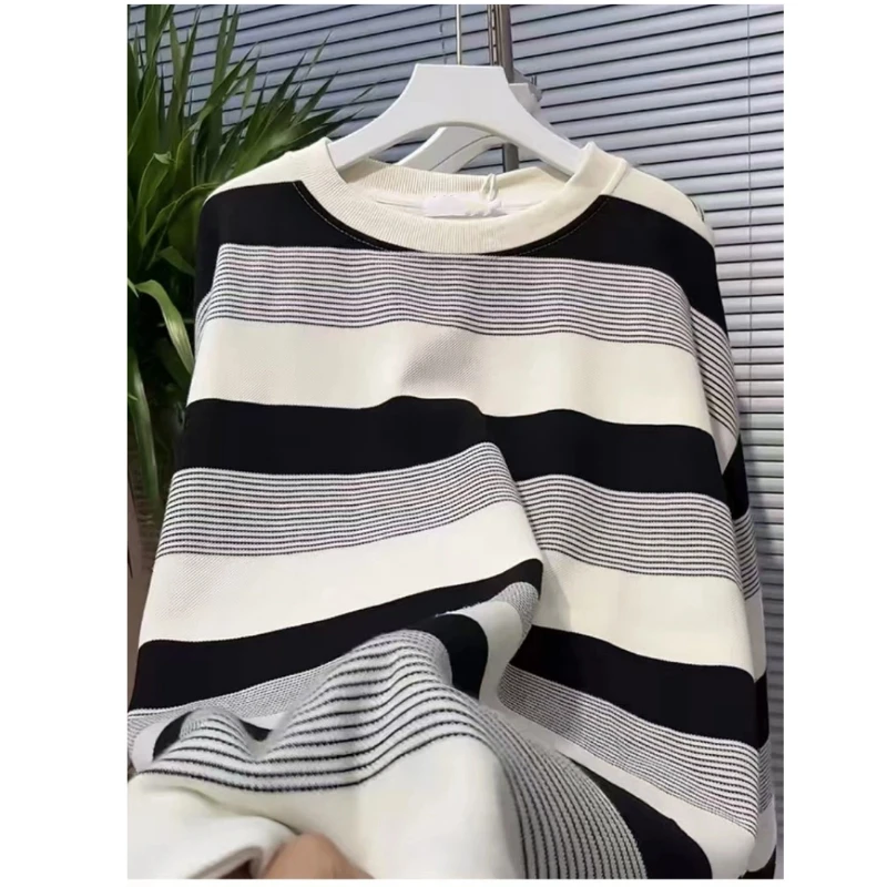 

Vintage Striped Thin Hoodies Sweatshirts Spring Autumn Long Sleeve Loose Lazy Style Pullovers Top Casual Fashion Women Clothing