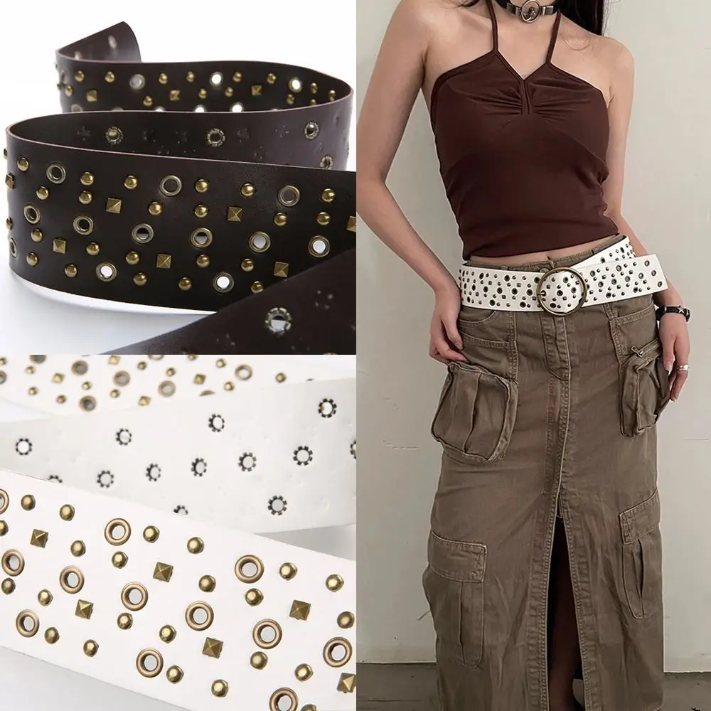 

Fashion Chic Rivet Belt Y2K Harajuku Wide Waist Strap Vintage Trouser Dress Belts