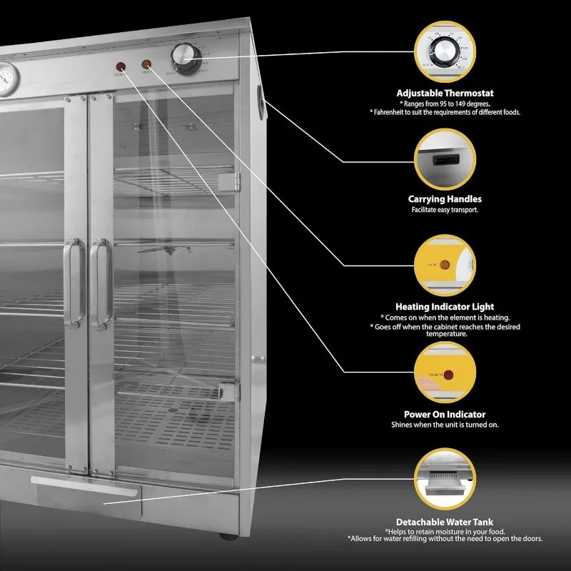 5-Shelf Electric Hot Box Food Warmer for up to (10) 16" Pizza Boxes, Countertop Heated Holding Cabinet for Pretzels,Warming Oven