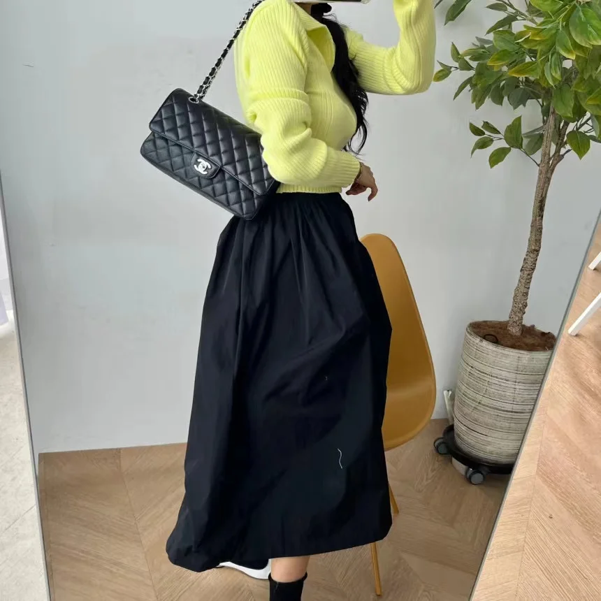

Spring New Sle Women's Fluffy A-Line Skirt Elastic Waist Slimming Versatile Age-Defng Midi Skirt Korean Sle Commute