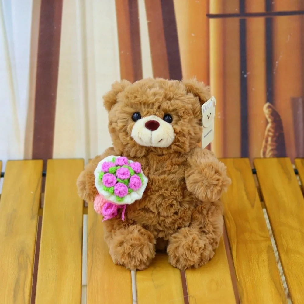 

Gifts for 20 CM Rose Bear Woven Romantic Bear Wear Rose Handmade Valentine's Day Ornament Couple