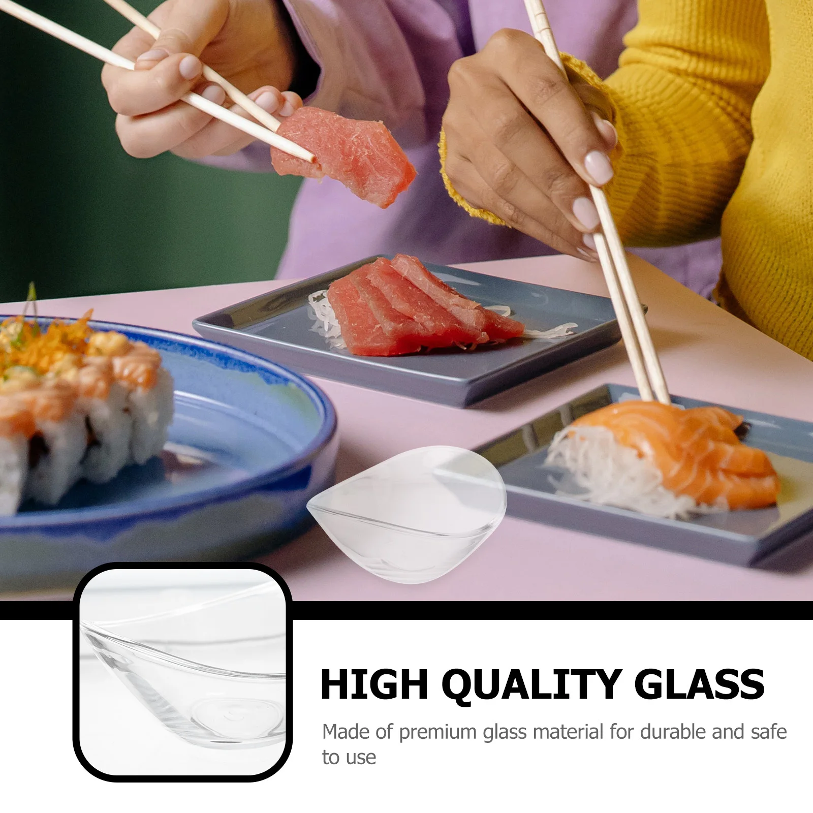 

2Pcs Creative Ingot-Shaped Glass Dishes Premium Flavor Seasoning Plates Smooth Non-Wear Surface Ideal for Snack Sauce Storage