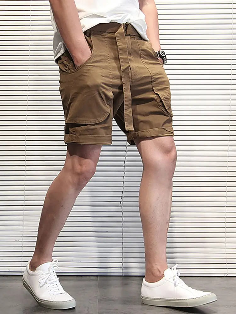 Short Pants For Men With Pockets Mens Cargo Shorts Wide Loose Green Baggy Solid Y2k Elegant Wholesale Vintage Cotton New In