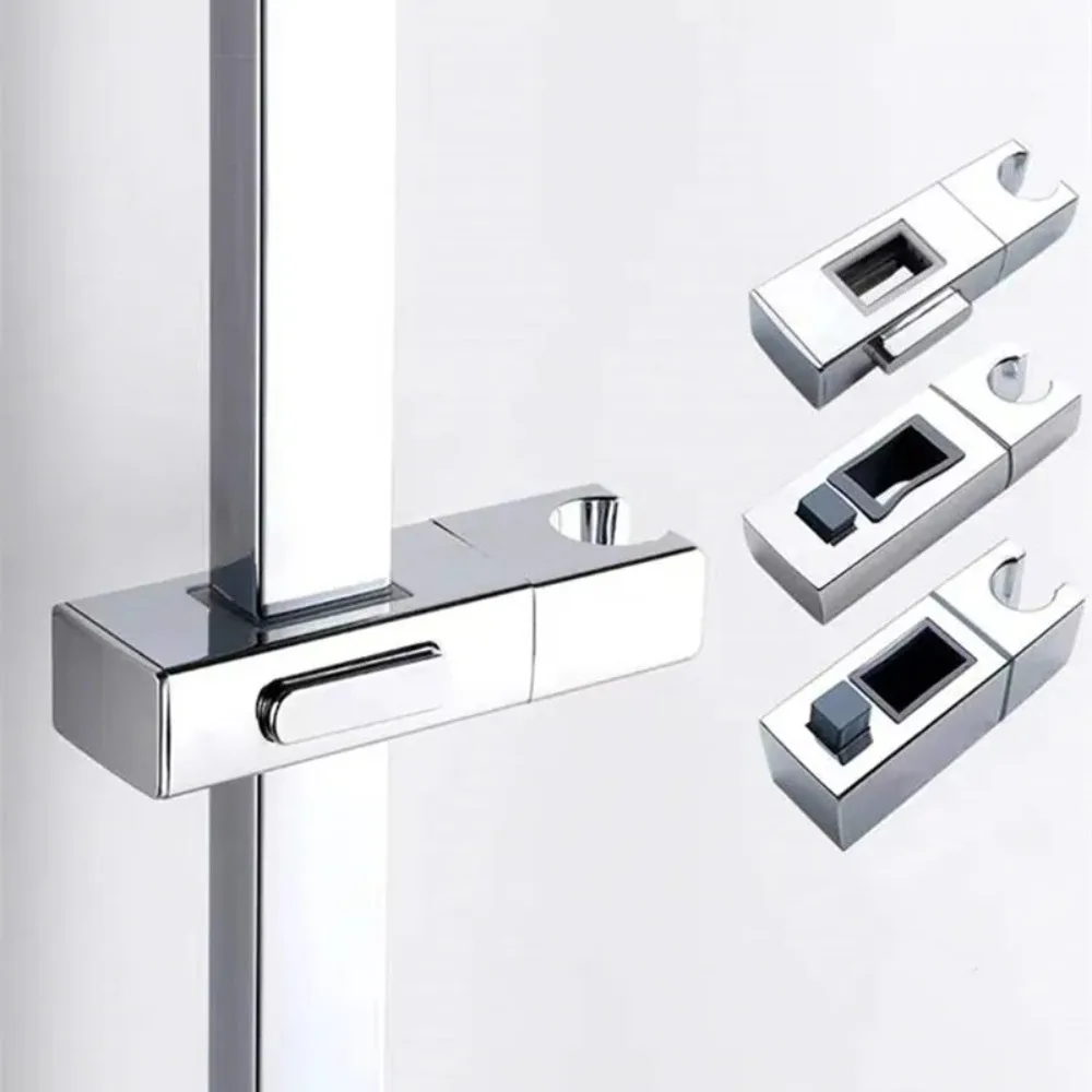 Square Pipe Shower Head Holder Rotatable Replacement Sprayer Fixed Base Adjustable Riser Rail Bracket Hardware Bath Accessories