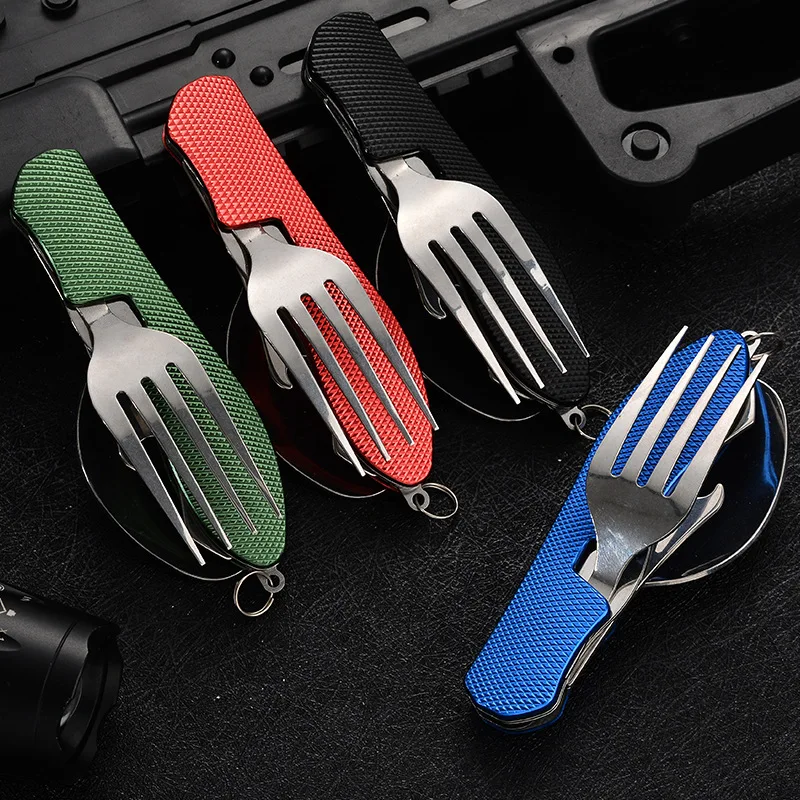 

Folding Portable Stainless Steel Knife Camping Utensils Travel Backpacking Cutlery Multi-tool for Hiking Travel Outdoor