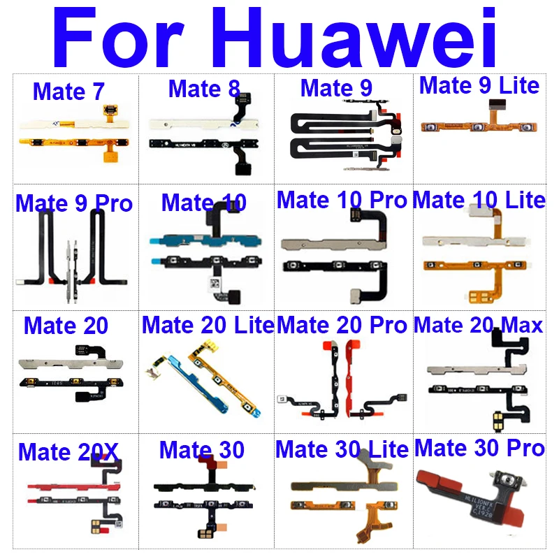 Button Volume Power Flex Cable For Huawei Mate 7 8 9 10 20 20X S 30 Lite Pro Max Power Volume Switch Keys Flex Cable Replacement