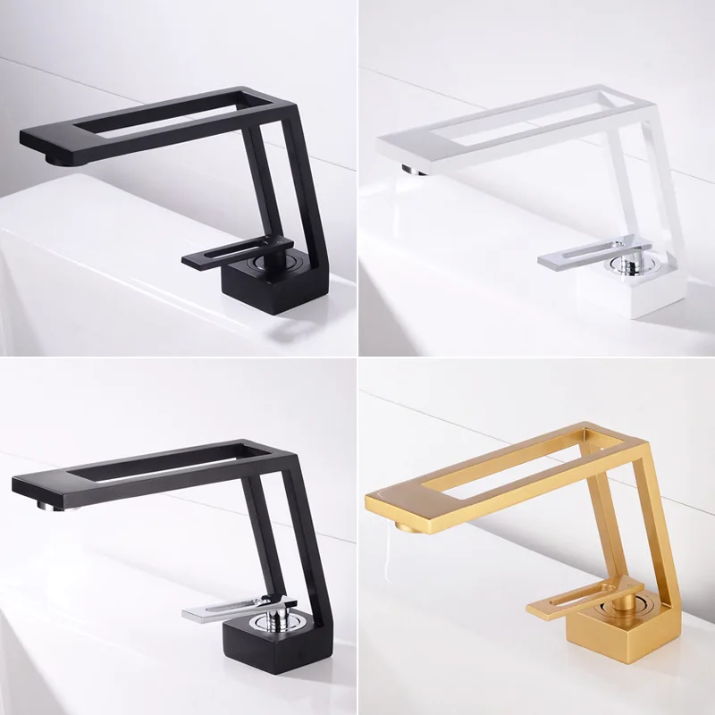 White / Black / Golden Paint Copper Faucet Wash Faucet Hot Cold Bathroom Basin Household Water Tap Torneira Dourada