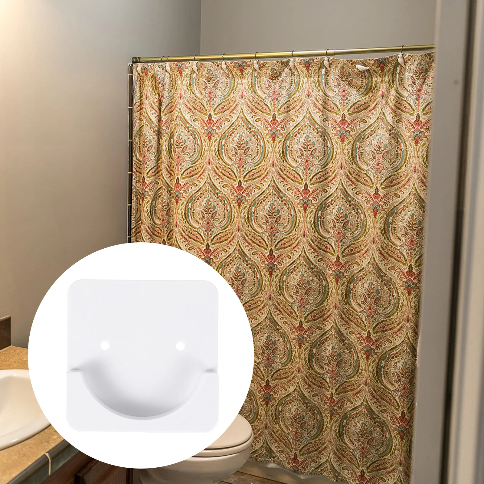

2 Pcs White Plastic Heavy Duty Hooks Anti-skid Bracket Shower Curtain Rod Mount Retainer Fits Most Bathroom Style Long