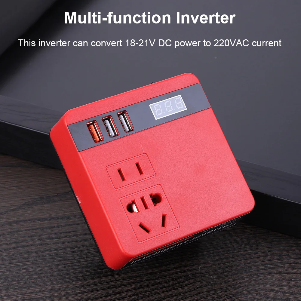 120W Lithium Battery Inverter DC 18V-21V To AC 220V Battery Inverter Outdoor Work Inverter Fit for DeWalt/Makita/Milwaukee