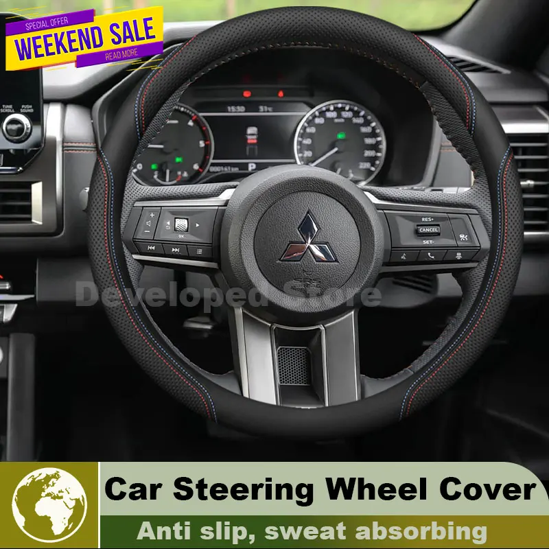 Leather Car Steering Wheel Cover For Triton L200 Strada G5 2015-2025 popular style Auto interior Mitsubishi l200 Accessories