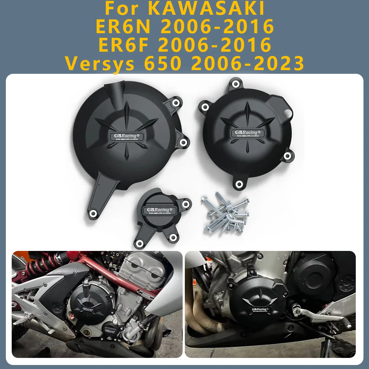 

Motorcycle Engine Cover Clutch Cover Protection Set Accessories For KAWASAKI ER6N ER6F 2006-2016 Versys 650 2006-2023 ER 6N 6F