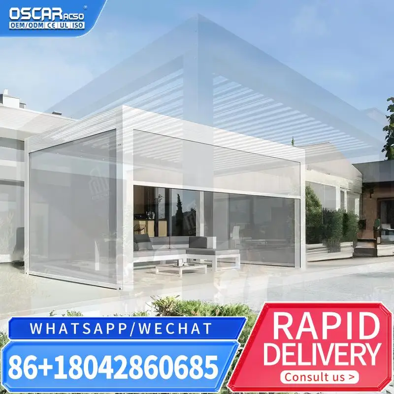 Motorised Outdoor Aluminum Gazebo Modern Aluminium Louvre Roof Bioclimatic Pergola for Sunshade Backyard Patio Garden pergola