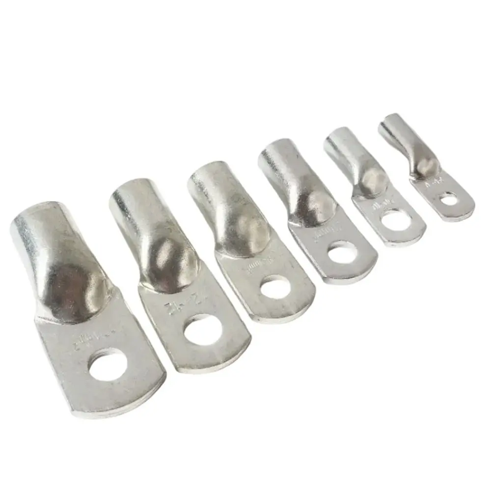 5Pcs JG Series Tinned Copper Cable Lug 14-2AWG 6/10/16/25mm2 Ring Crimp Terminal Solid Connector M6/M8/M10/M12