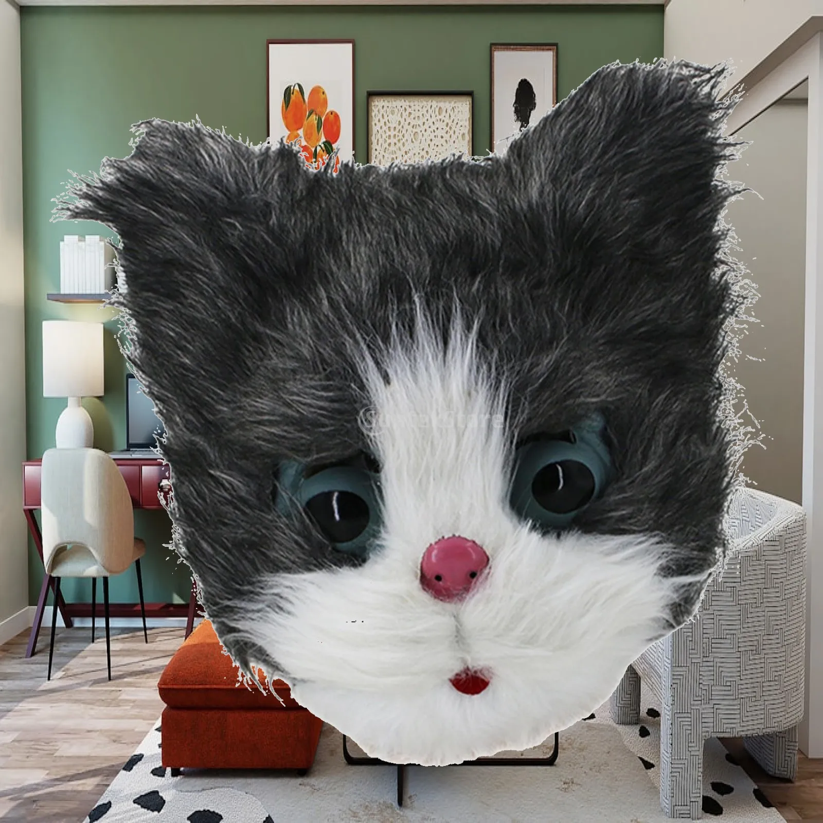 Cat Head Mask Full Head Mask, Halloween Costume Party Cosplay Mask, Cute Kitten Latex Mask for Party Cosplay Costume Festival