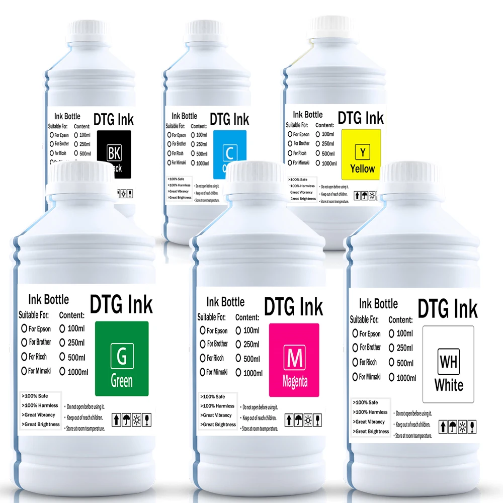 

1000ML DTG Ink Textile InK For Epson I3200 I1600 DX5 DX6 DX7 TX800 XP600 Printhead F2000 F2100 R1900 R2000 Printers