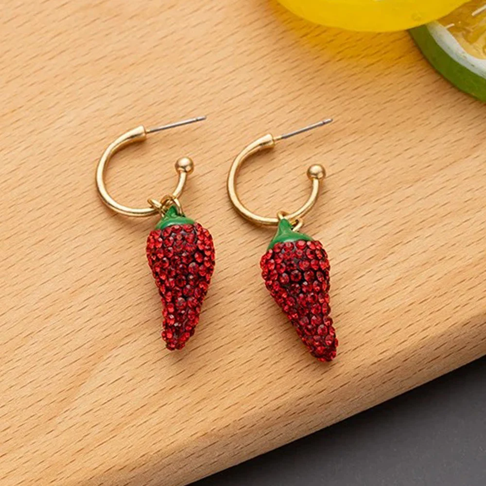 Funny Red Pepper Chili Pendant Drop Earrings Pendientes Girl Women Cute Creative Vegetables Gift Jewelry Accessories