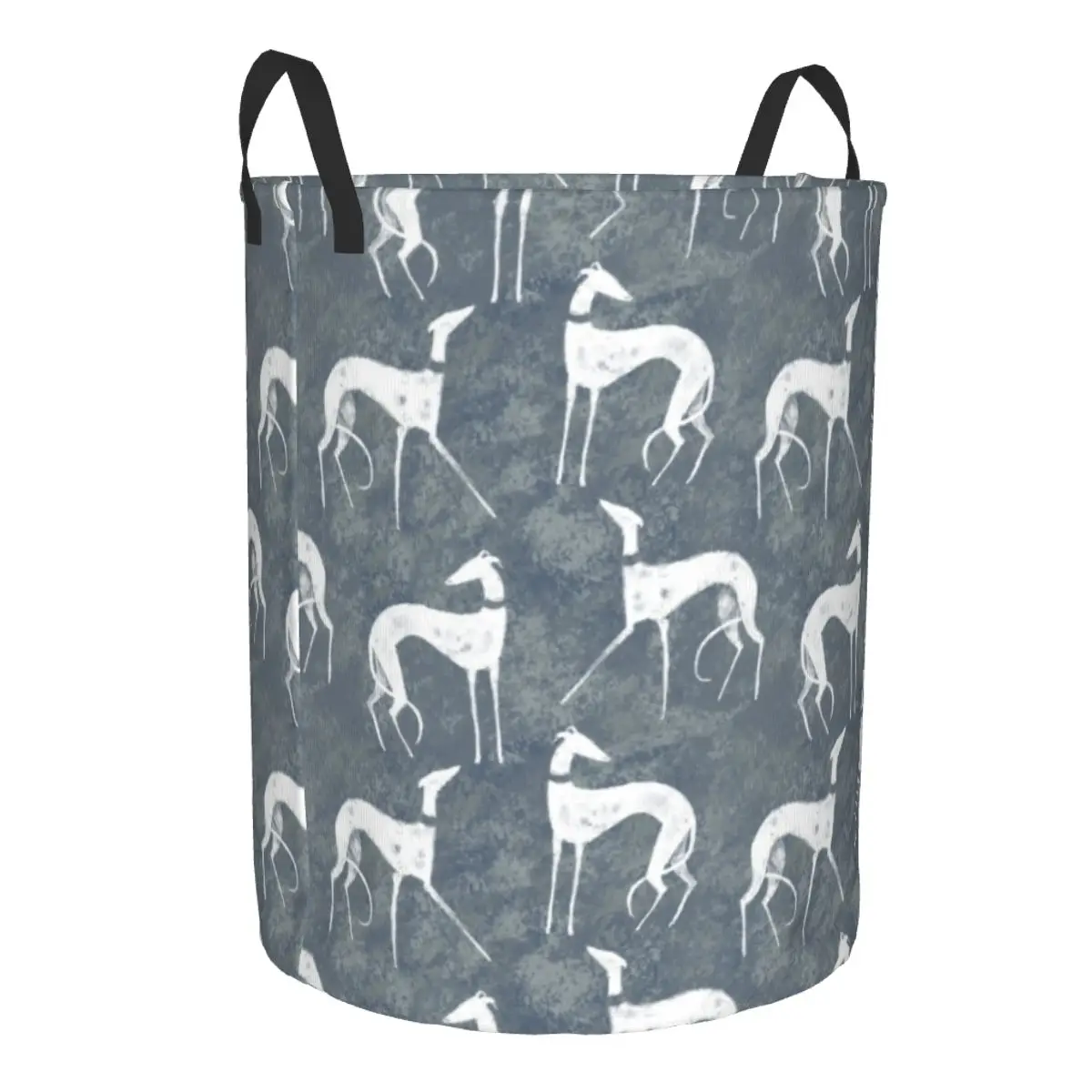 Custom White Galgos Laundry Basket Collapsible Whippet Greyhound Hound Dog Clothing Hamper Toys Organizer Storage Bins