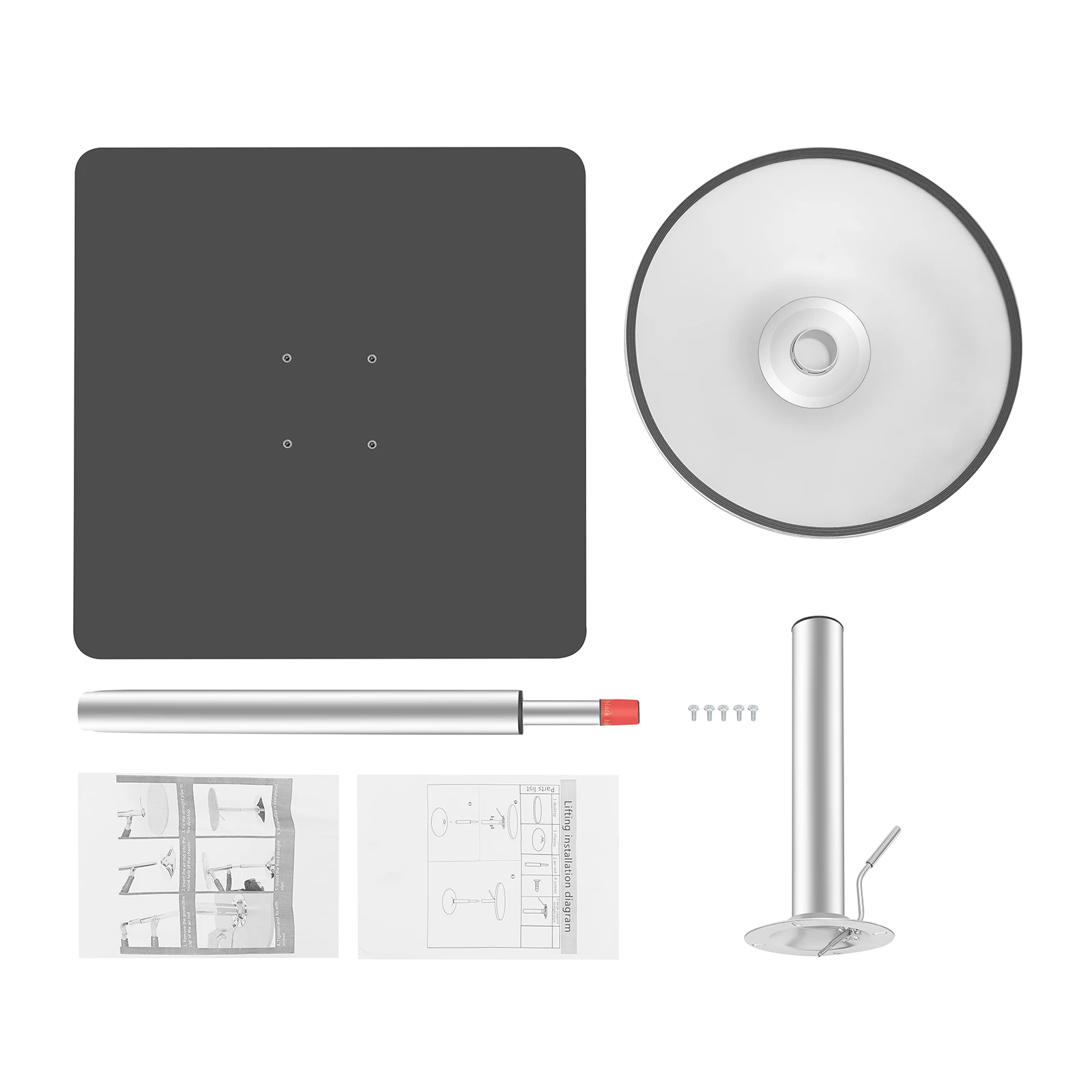 スクエアバーテーブル、高さ調節可能なパブテーブル、メタルベース付き360度回転カクテルテーブル、60 * 60 * 45cm、高さ調節可能
