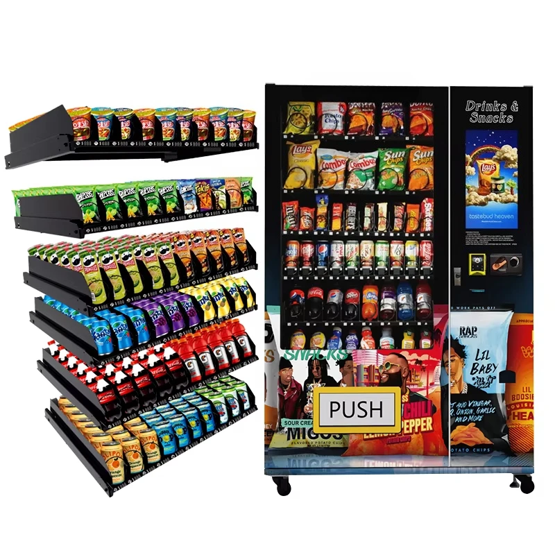 Customized Smart 24/7 Hot Vendor Machine Self Service for Food Beverage with 22 Inch Touchscreen SDK Cloud Monitoring