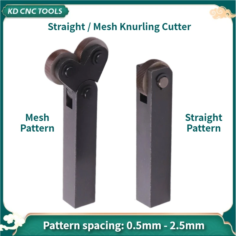 

KD CNC Knurling Tool 0.8-3mm Straight/Reticulated Knurling Cutter Lathe Cutter Machine Tools 20mm Bar Shank Single Double Wheel
