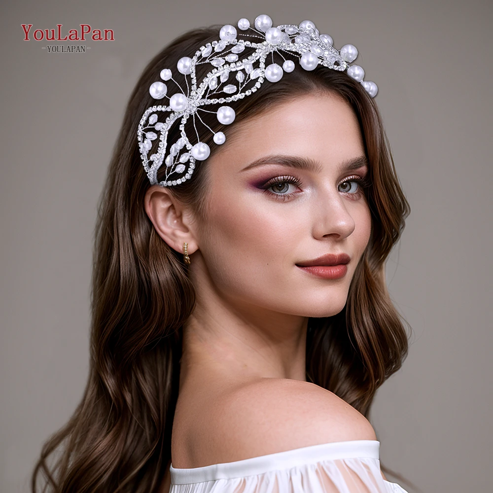 

YouLaPan Fashion Pearl Head Hoop Bride Crytal Headband Wedding Hair Accessories Party Women Hair Style Headpieces Ornament HP802