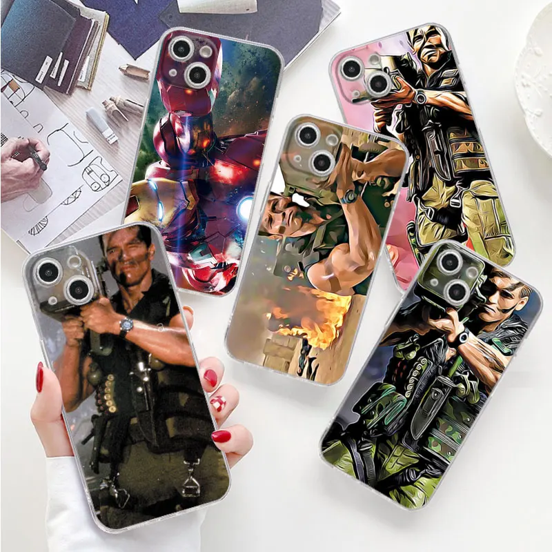 Case for iPhone 8 7 Plus 6S SE X XS 14 Pro 13 Mini XR 11 12 Pro Max Cover Arnold Schwarzenegger movie Commando 1985 Silicone