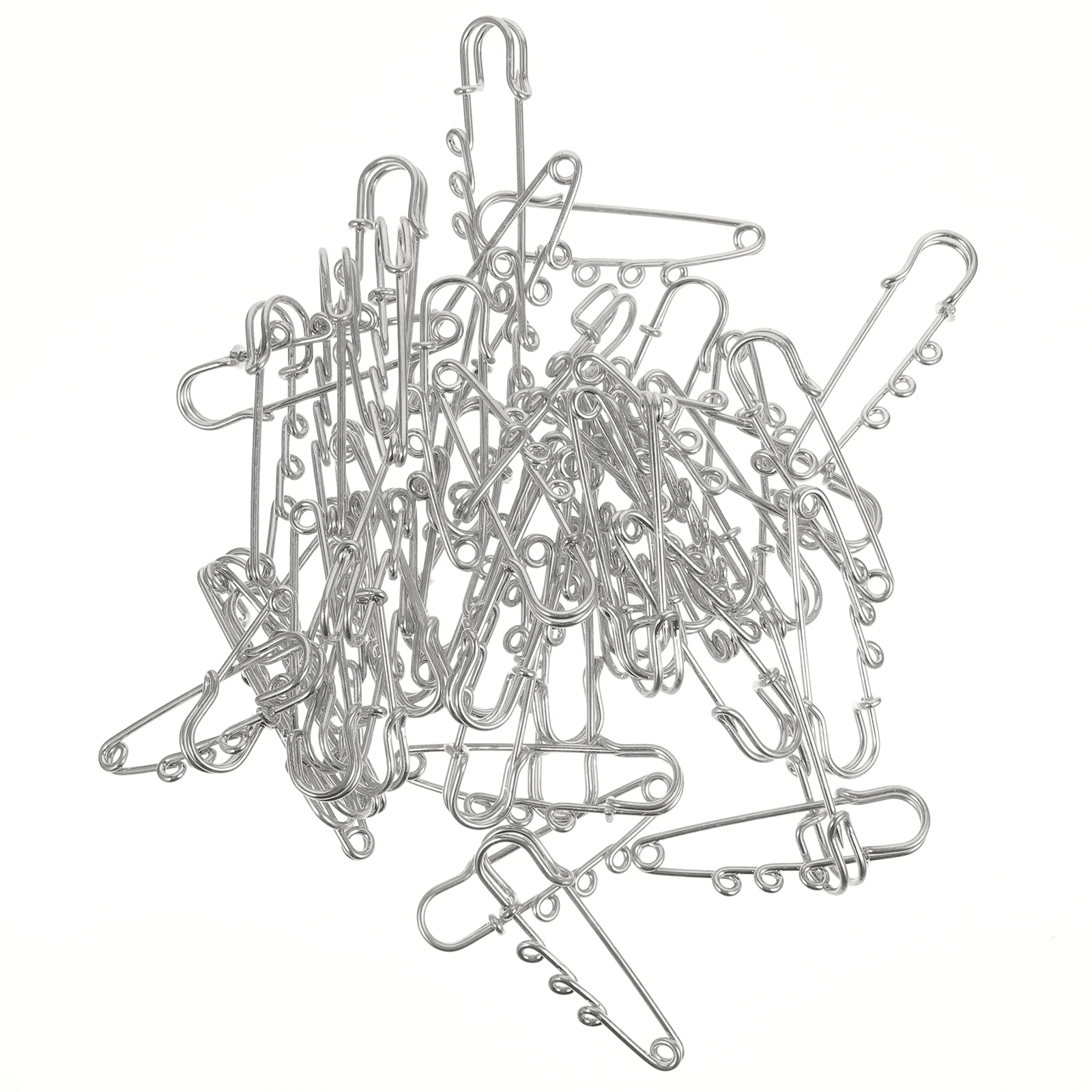 

50pcs Safety Alloy Brooch Pins 50mm Three Holes White K Color Clothes Accessories DIY Crafts Heavy Duty Fabric Pins