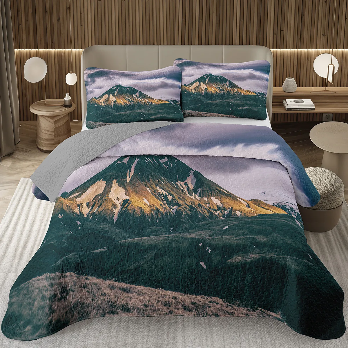 

Комплект одеял Smoky Mountain Queen для подростков и взрослых, набор покрытий с деревьями, набор покрытий с пейзажем тумана, покрывало из натуральной лесной кровати