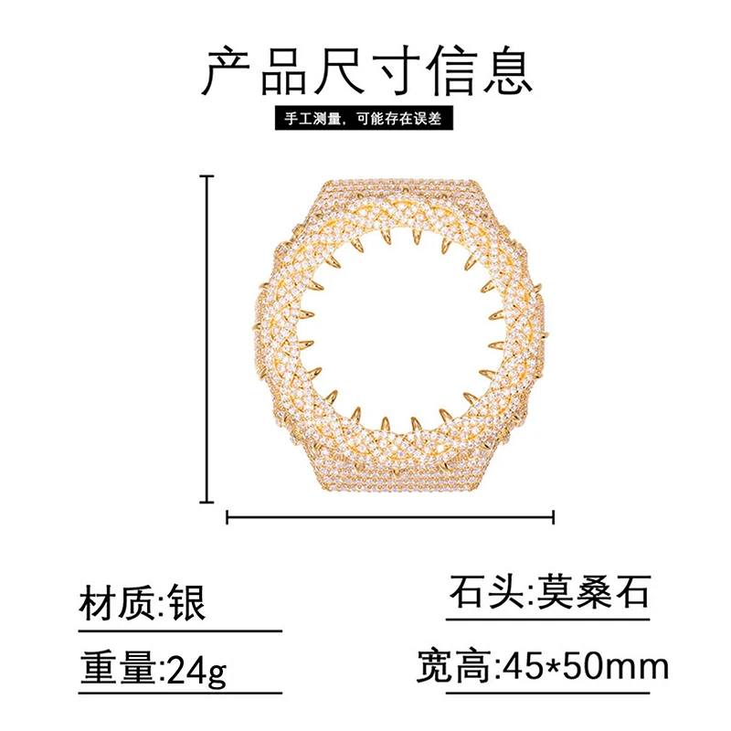Luxurious S925 Silver and Moissanite Paved Bling Iced Out Thorns Watch Cases for Men Hip Hop Rapper Jewelry For GA2100GB Watch