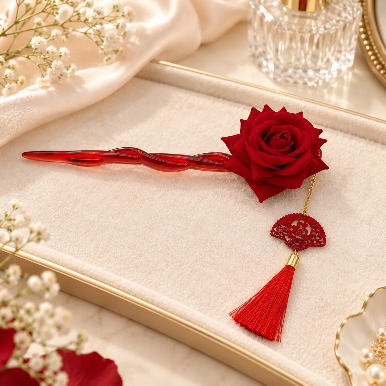 1pcs Fashion Simple Premium Rose Hairpin for Women Girls Party Hair Accessories