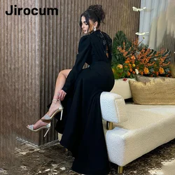 Jirocum Elegant Black Prom Gowns Women's High Neck Floral Party Evening Gown Floor Length customized 2025 Formal Occasion Dress