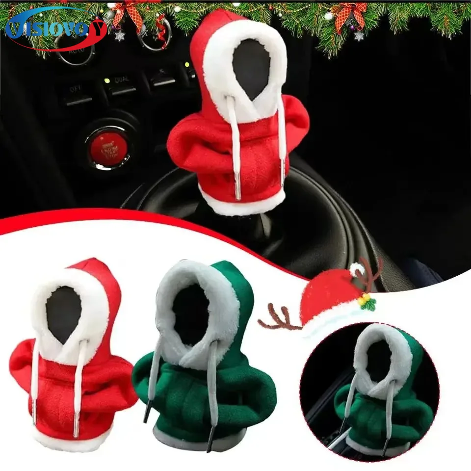 Santa Claus Car Gear Shift Knob Hoodie Manual Handle Speed Lever Change Sweatshirt Cover Car Gearshift Knob Cover Car Christmas