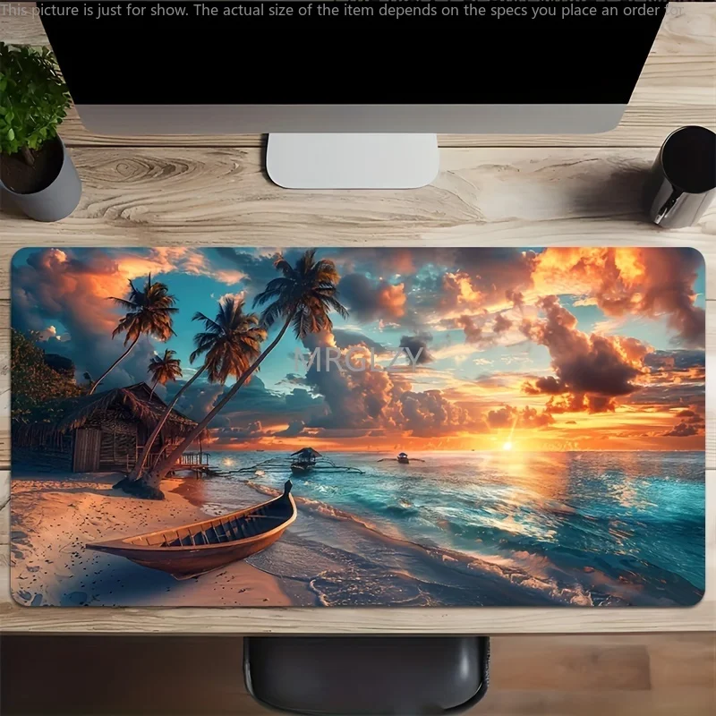 

Коврик для мыши Nature Beach, большой размер, резиновая основа, противоскользящие аксессуары для ПК, настольные аксессуары, коврик для мыши для офиса и геймера, коврик для клавиатуры, декоративный коврик