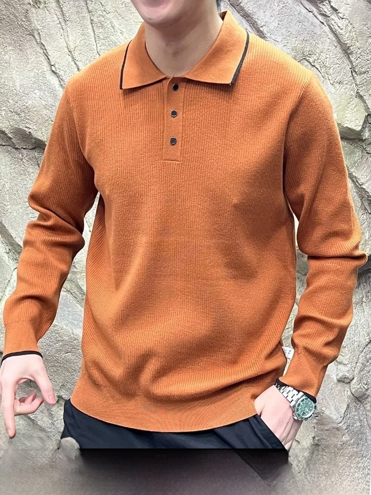 

Skin-friendly Soft Knitted Men's Sweater Collar Color Blo Casual Sle Autumn Winter Faionable Long Sve Loose Fit Sweater